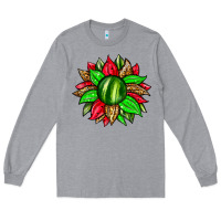 Heather Grey watermelon sunflower Long Sleeve Tee - Zillion Design Studio