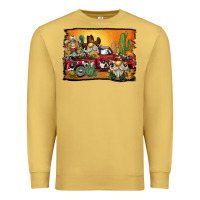 Antique Gold western truck cowboy gnome background Premium Sweatshirt - BarkalooDesign