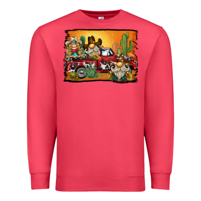 Western Truck Cowboy Gnome Background Premium Sweatshirt by BarkalooDesign | Teevron