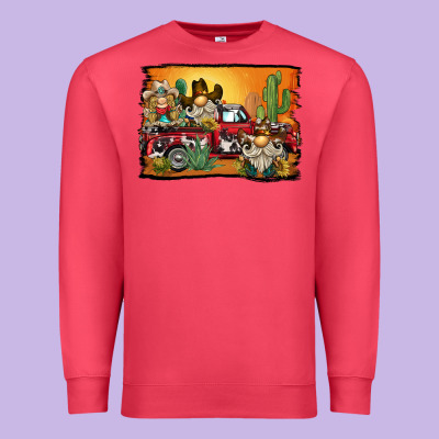 Western Truck Cowboy Gnome Background Premium Sweatshirt Designed By Barkaloodesign