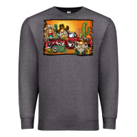 Charcoal Heather western truck cowboy gnome background Premium Sweatshirt - BarkalooDesign