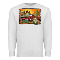 Oatmeal Heather western truck cowboy gnome background Premium Sweatshirt - BarkalooDesign