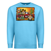 Ocean Blue western truck cowboy gnome background Premium Sweatshirt - BarkalooDesign