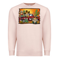 Pale Pink western truck cowboy gnome background Premium Sweatshirt - BarkalooDesign