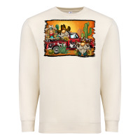 Sandshell western truck cowboy gnome background Premium Sweatshirt - BarkalooDesign