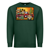 Sports Green western truck cowboy gnome background Premium Sweatshirt - BarkalooDesign