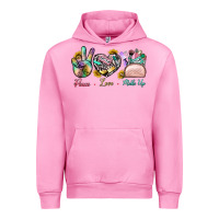 Fuchsia Pink Peace Love Make Up Urban Hoodie - BundleAndBundleShop