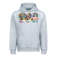 Heather Grey Peace Love Make Up Urban Hoodie - BundleAndBundleShop