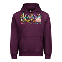 Mauve Wine Peace Love Make Up Urban Hoodie - BundleAndBundleShop
