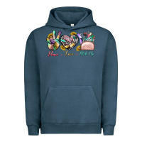 Pigment Midnight Navy Peace Love Make Up Urban Hoodie - BundleAndBundleShop