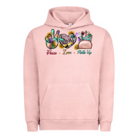Pigment Salmon Peace Love Make Up Urban Hoodie - BundleAndBundleShop