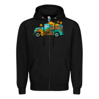Black farm truck with sunflower Zipper Hoodie - HRA Design Shop