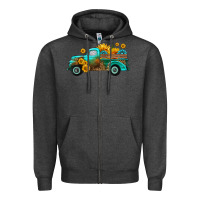 Charcoal Heather farm truck with sunflower Zipper Hoodie - HRA Design Shop