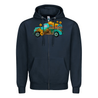 Navy farm truck with sunflower Zipper Hoodie - HRA Design Shop