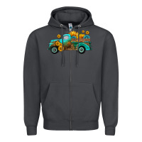 Farm Truck With Sunflower Zipper Hoodie | Teevron