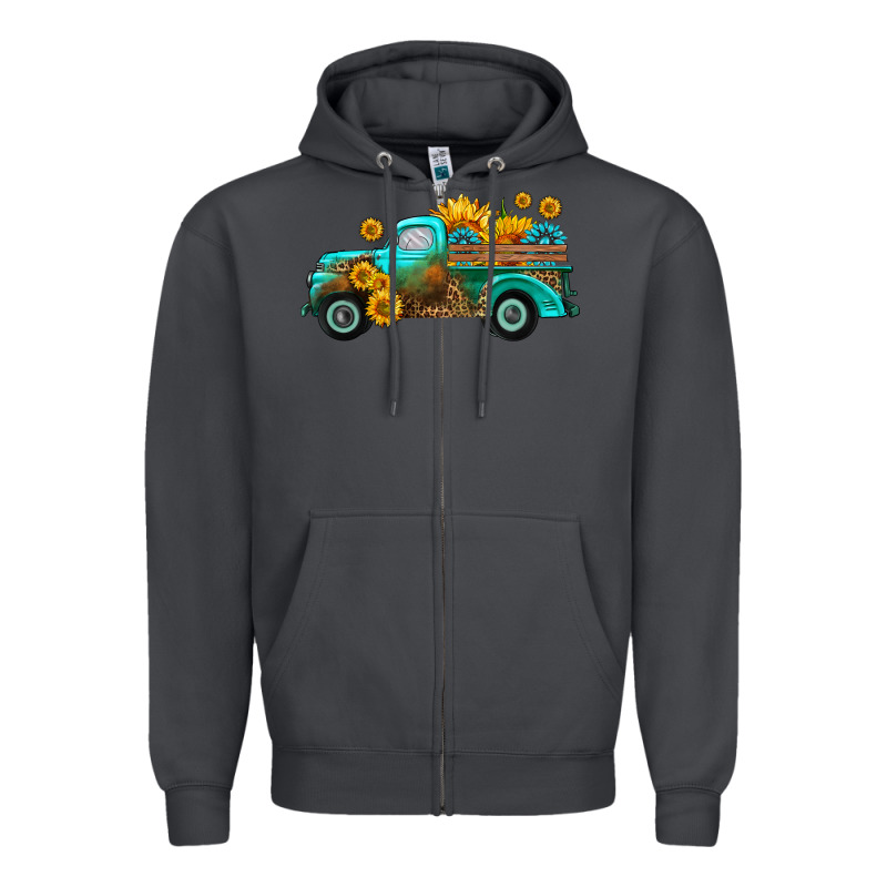 Farm Truck With Sunflower Zipper Hoodie by HRA Design Shop | Teevron