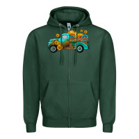 Sports Green farm truck with sunflower Zipper Hoodie - HRA Design Shop
