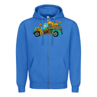 True Royal farm truck with sunflower Zipper Hoodie - HRA Design Shop
