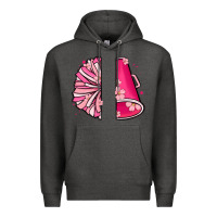Charcoal Heather custom name cheerleader with megaphone Premium Hoodie - MaliasSmallBusiness