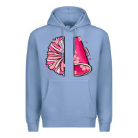 Colony Blue custom name cheerleader with megaphone Premium Hoodie - MaliasSmallBusiness