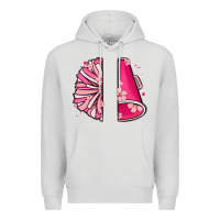 Dove Grey custom name cheerleader with megaphone Premium Hoodie - MaliasSmallBusiness