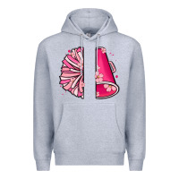 Heather Grey custom name cheerleader with megaphone Premium Hoodie - MaliasSmallBusiness