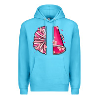 Ocean Blue custom name cheerleader with megaphone Premium Hoodie - MaliasSmallBusiness