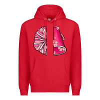 Red custom name cheerleader with megaphone Premium Hoodie - MaliasSmallBusiness