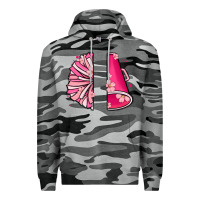 Slate Camo custom name cheerleader with megaphone Premium Hoodie - MaliasSmallBusiness