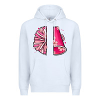 White custom name cheerleader with megaphone Premium Hoodie - MaliasSmallBusiness