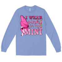 Colony Blue I Wear Pink For My Mini with Butterfly Long Sleeve Tee - texasbilliewilder