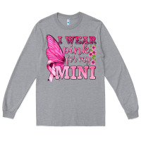 Heather Grey I Wear Pink For My Mini with Butterfly Long Sleeve Tee - texasbilliewilder