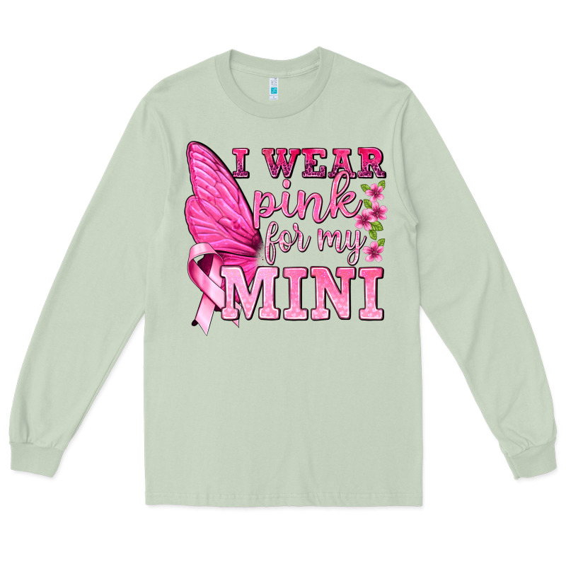 I Wear Pink For My Mini With Butterfly Long Sleeve Tee by texasbilliewilder | Teevron