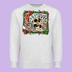 Christmas Happy Skeleton Premium Sweatshirt Designed By Jasminsmagicworld