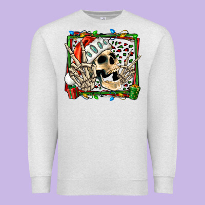 Christmas Happy Skeleton Premium Sweatshirt Designed By Jasminsmagicworld