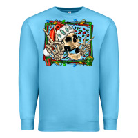 Ocean Blue Christmas happy skeleton Premium Sweatshirt - Jasminsmagicworld