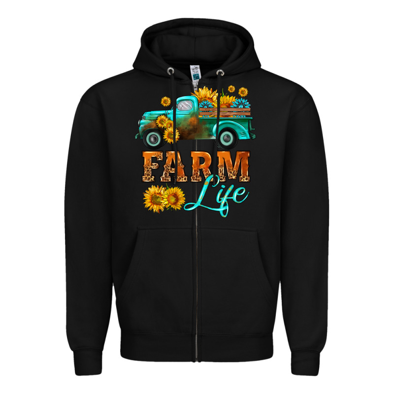 Farm Truck  Farm Life With Sunflower Zipper Hoodie by HRA Design Shop | Teevron