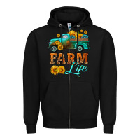 Black farm truck  farm life with sunflower Zipper Hoodie - HRA Design Shop