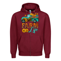 Burgundy farm truck  farm life with sunflower Zipper Hoodie - HRA Design Shop