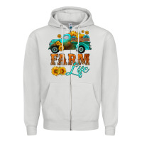 Dove Grey farm truck  farm life with sunflower Zipper Hoodie - HRA Design Shop