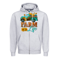 Heather Grey farm truck  farm life with sunflower Zipper Hoodie - HRA Design Shop