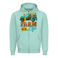 Seafoam farm truck  farm life with sunflower Zipper Hoodie - HRA Design Shop