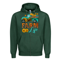 Sports Green farm truck  farm life with sunflower Zipper Hoodie - HRA Design Shop