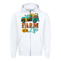 White farm truck  farm life with sunflower Zipper Hoodie - HRA Design Shop