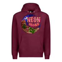 Burgundy neon moon Premium Hoodie - NancyCooperArtShop