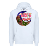 White neon moon Premium Hoodie - NancyCooperArtShop