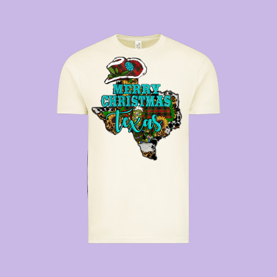 Vintage Tee Merry Christmas Texas Map