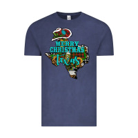 Vintage Denim Merry Christmas Texas Map Vintage Tee - RanaPortraitStore