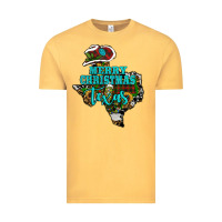Vintage Mustard Merry Christmas Texas Map Vintage Tee - RanaPortraitStore