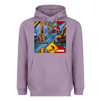 Lavender excavator seamless pattern Heavyweight Hoodie - BundleAndBundleShop
